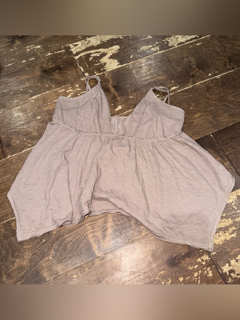 aerie Taupe Spaghetti-Strap Cropped Tank